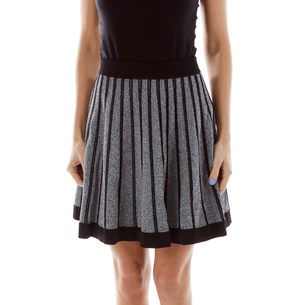 A.L.C Gray Black Stretch Striped Skirt